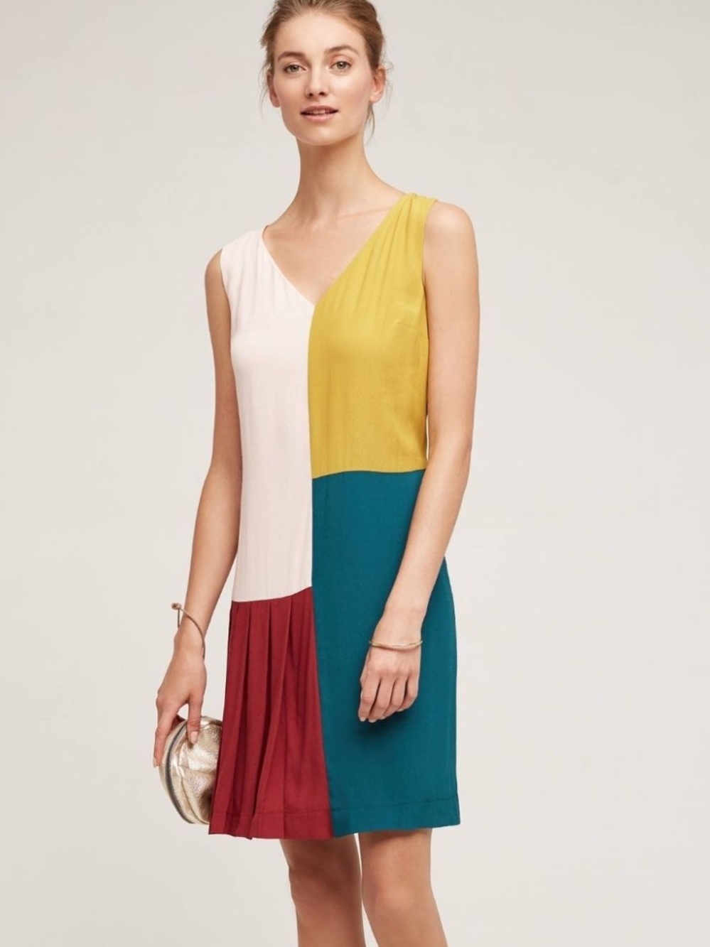 Anthropologie HD Colorblock V-Neck Sleeveless Dress i size 14